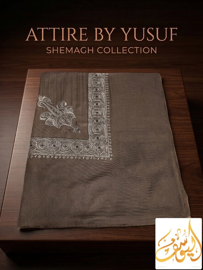 Mocha Brown & Silver Paisley Shemagh