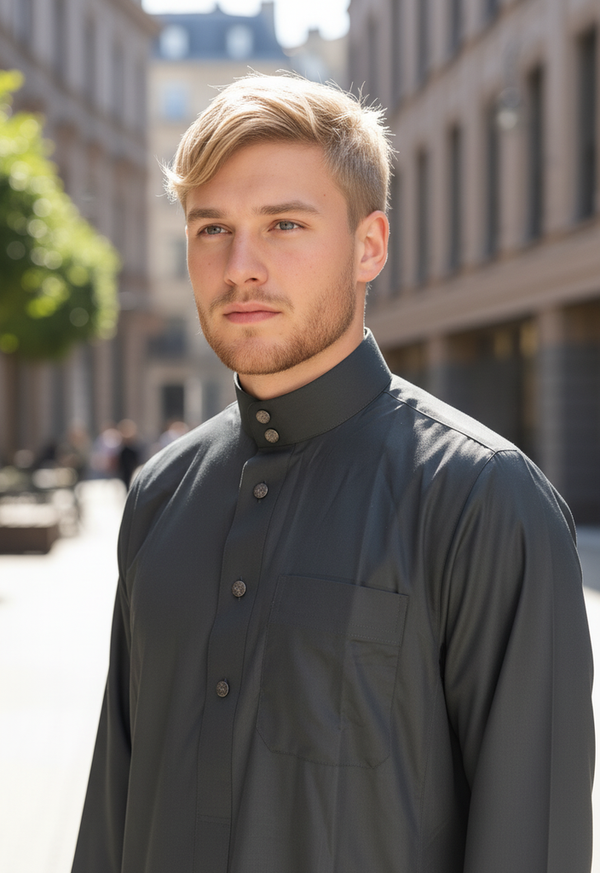 Charcoal Gray Saudi Thobe